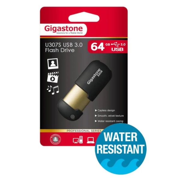 USB 3.0 Gigastone Flash Drive U307S 64GB Μαύρο Professional Series Metal Frame gadgetone