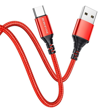 BOROFONE BX54 Ultra bright USB to USB-C 2.4A Red 1m Braided